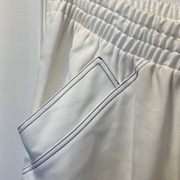 Agnona white and blue stitched loose fit pants - Picture 4 of 5